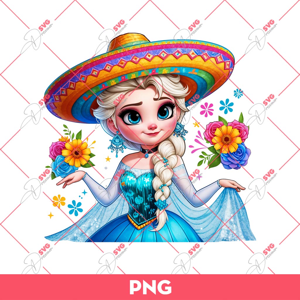 Elsa Princess Cinco De Mayo PNG, Elsa Mexico Festival PNG