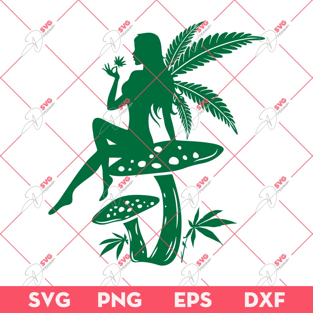 Fairy Smoking Weed On Mushroom SVG PNG, Cannabis 420 SVG, 420 Marijuana SVG