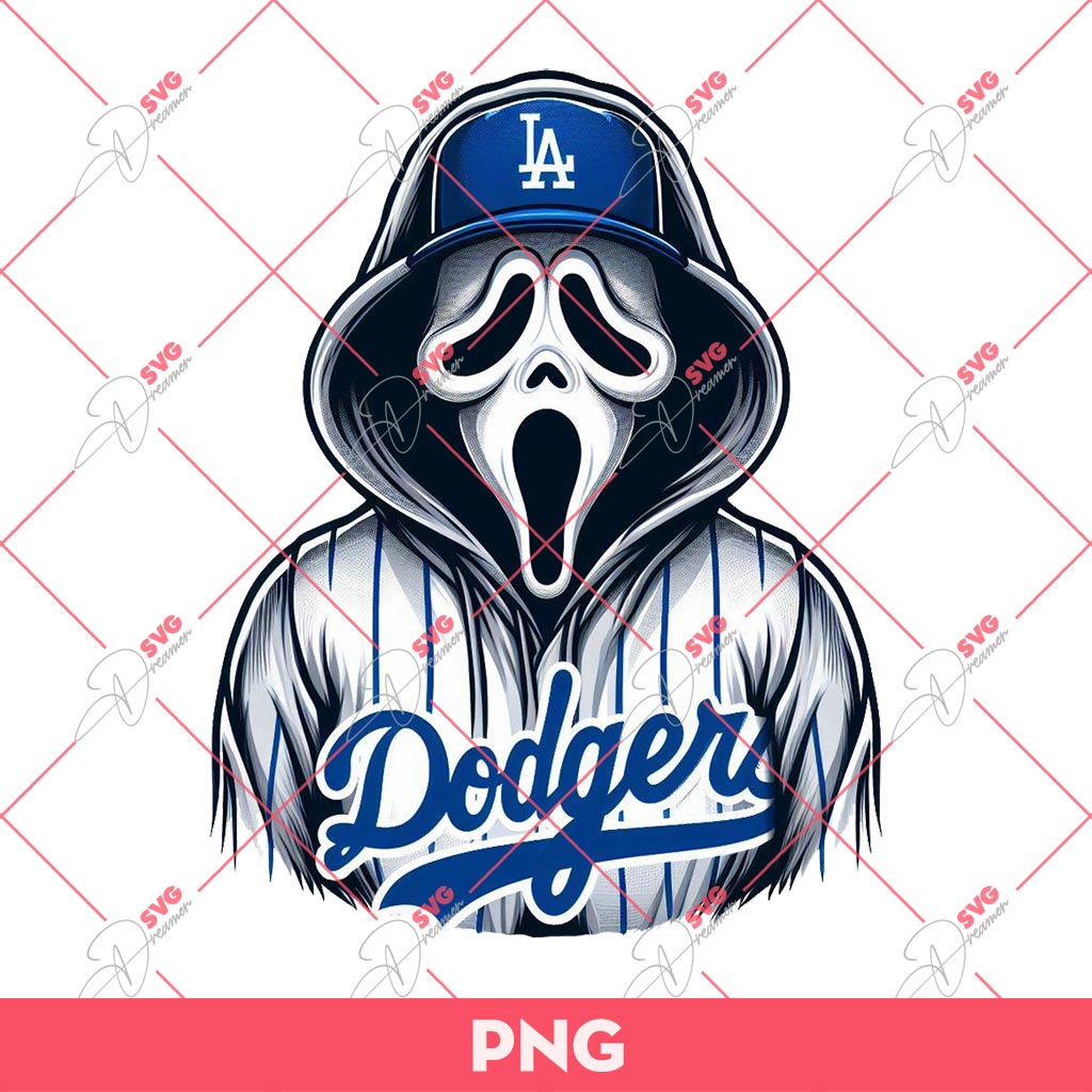 Ghostface Dodgers PNG, Horror Movie Characters Fan LA Dodgers PNG