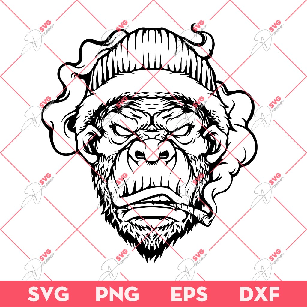 Gorilla Rastafarian With Smoking Cannabis SVG, Gorilla Cannabis SVG PNG, Marijuana Weed SVG PNG