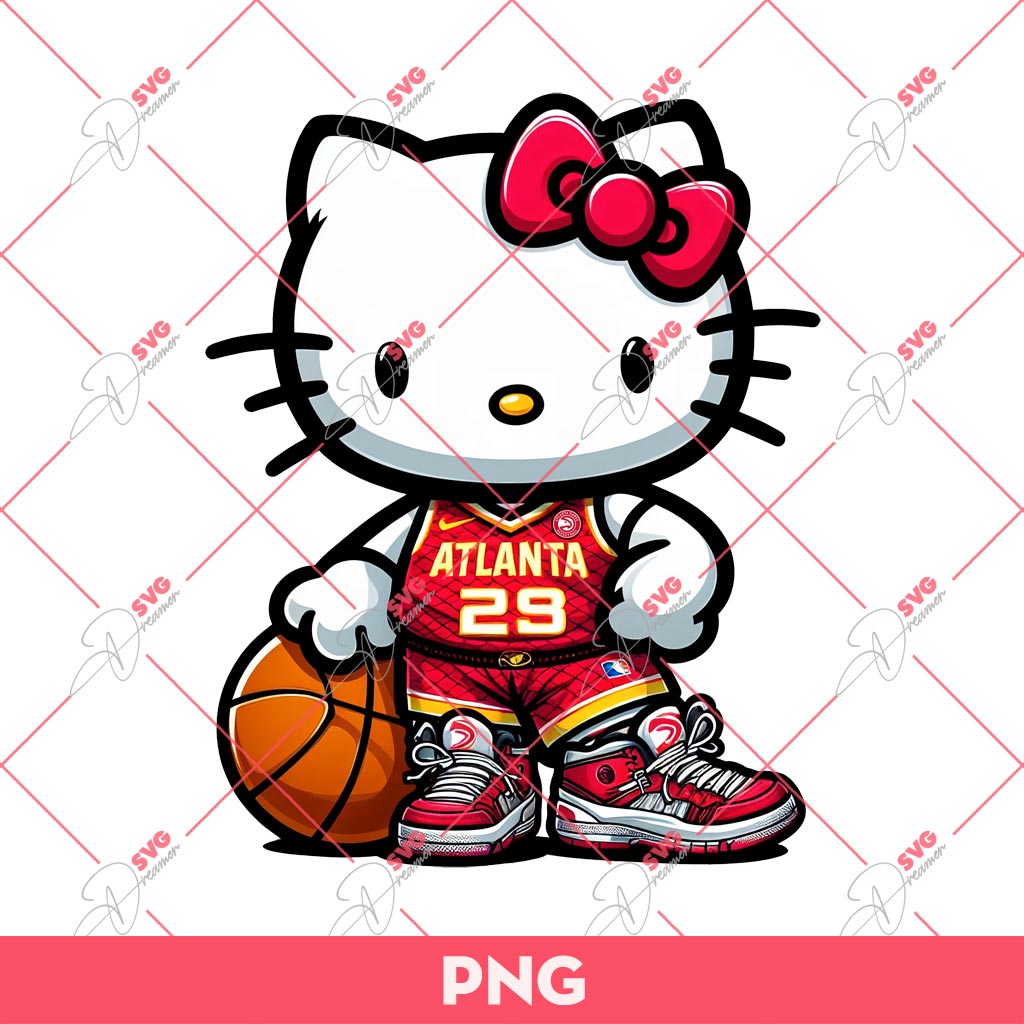 Hello Kitty Atlanta Hawks PNG, Kitty Hawks NBA PNG, Kitty Basketball PNG