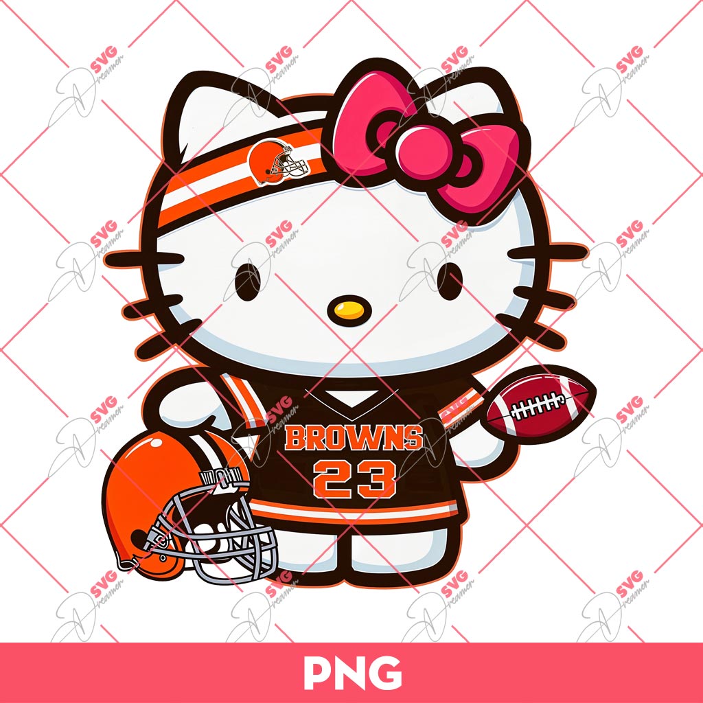 Hello Kitty Cleveland Browns NFL Football PNG, Kitty Cleveland Browns PNG, Hello Kitty Football PNG