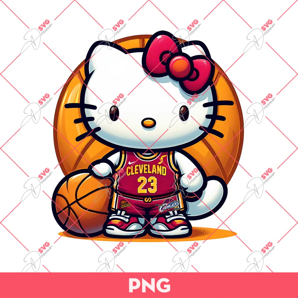 Hello Kitty Cleveland Cavaliers PNG, Kitty Basketball PNG, Hello Kitty NBA Cavaliers PNG