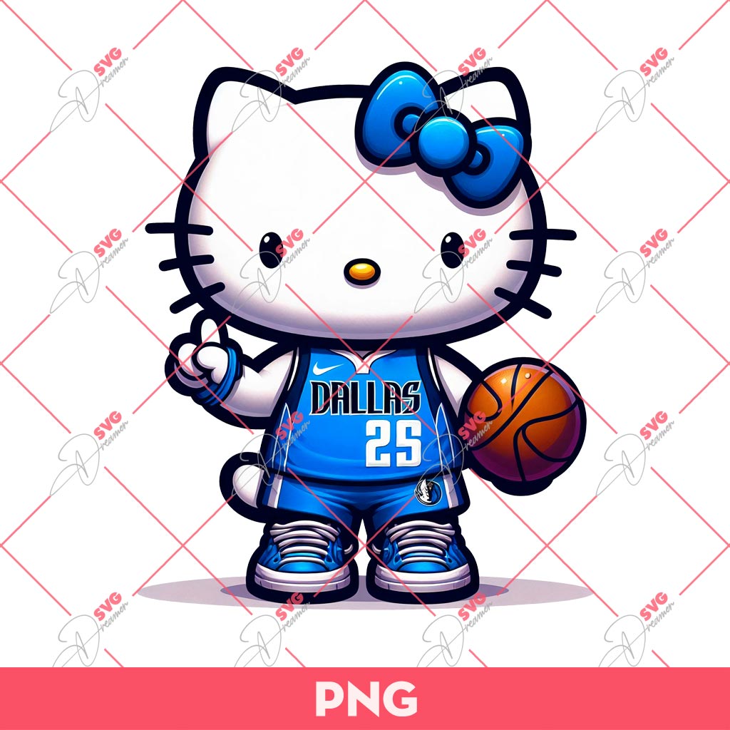 Hello Kitty Dallas Mavericks NBA Basketball PNG, Kitty Mavericks PNG
