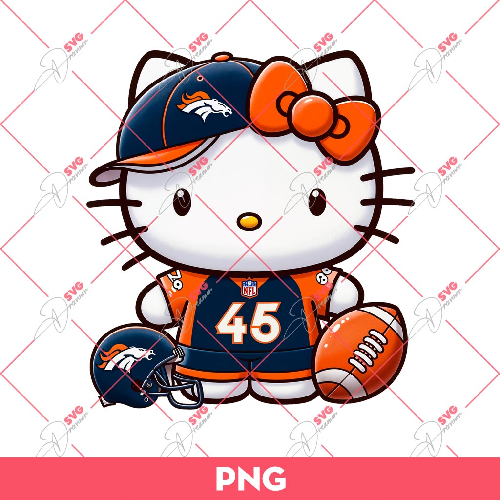 Hello Kitty Denver Broncos NFL Football PNG, Kitty Broncos Football PNG