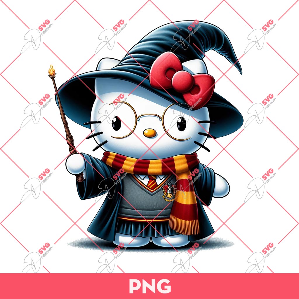 Hello Kitty Harry Potter PNG, Witch Hello Kitty PNG, Kitty Hogwarts PNG