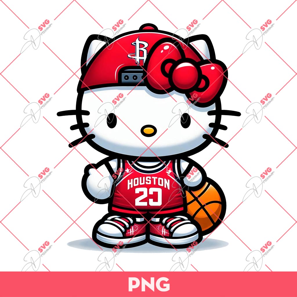 Hello Kitty Houston Rockets NBA Basketball PNG, Kitty Rockets PNG, Kitty Basketball PNG