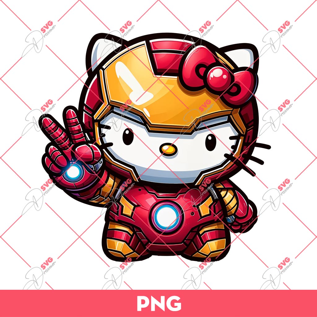 Hello Kitty Iron Man PNG, Kitty Superhero PNG, Hello Kitty Avengers PNG