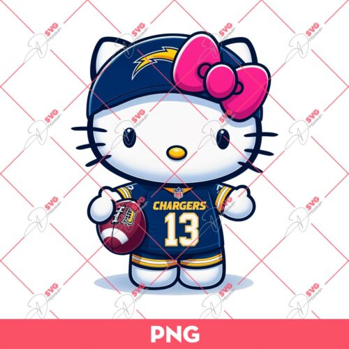Hello Kitty Los Angeles Chargers NFL Football PNG, Kitty Chargers Football PNG