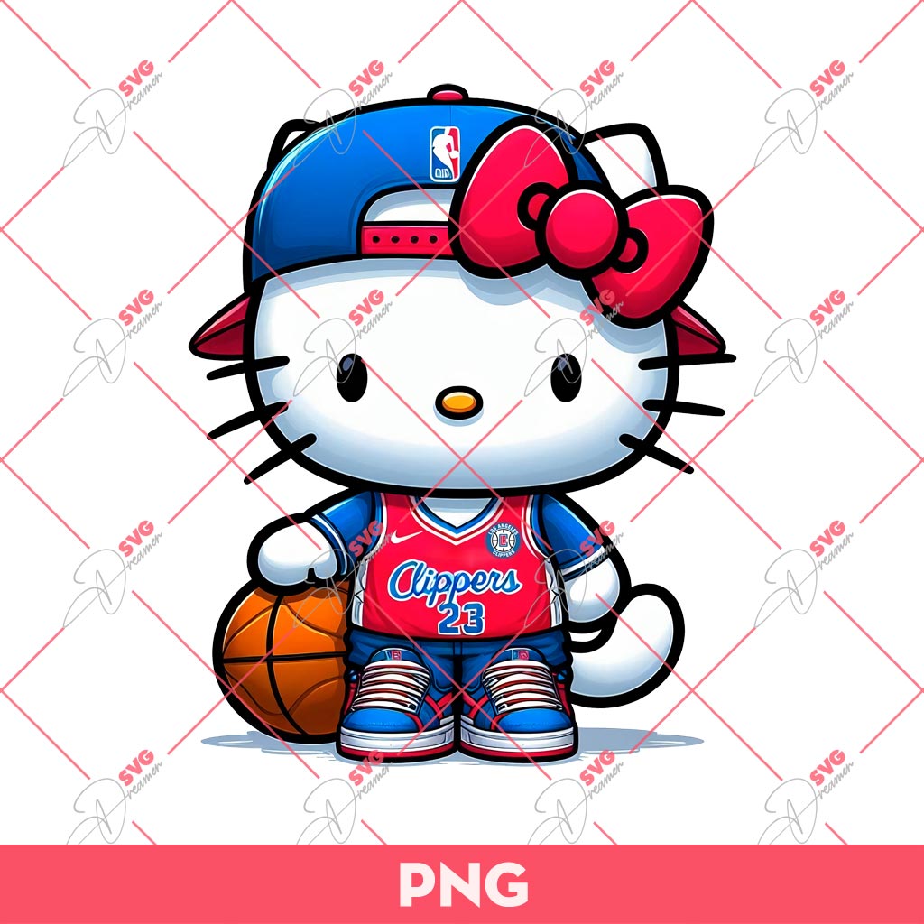 Hello Kitty Los Angeles Clippers NBA Basketball PNG, Kitty Clippers PNG, Kitty Basketball PNG