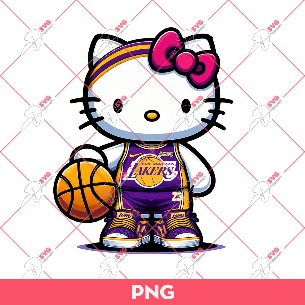 Hello Kitty Los Angeles Lakers PNG, Kitty Basketball PNG, Kitty Lakers NBA PNG