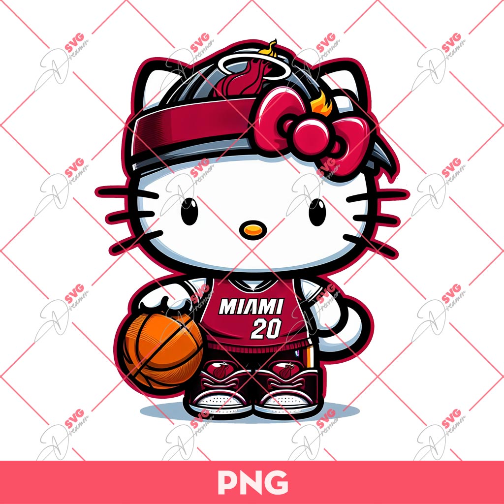 Hello Kitty Miami Heat PNG, Hello Kitty Basketball NBA Miami Heat PNG