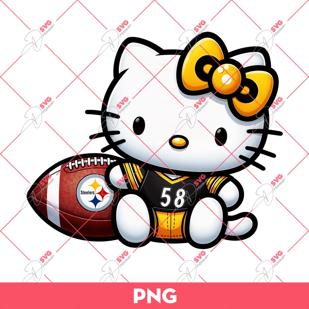 Hello Kitty Pittsburgh Steelers NFL Football PNG, Kitty Fan Pittsburgh Steelers PNG