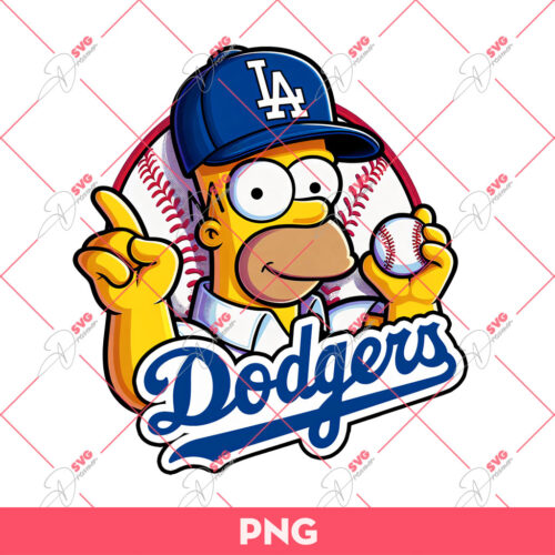 Homer Simpson Dodgers PNG, The Simpson LA Dodgers PNG, Los Angeles Dodgers Baseball PNG