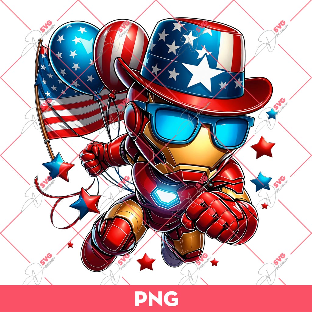 Ironman 04th Of July PNG, Avengers Superhero Independence Day PNG