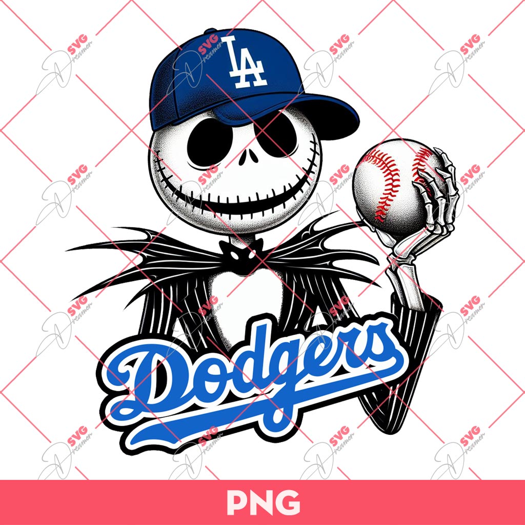 Jack Skellington Dodgers PNG, Jack Baseball PNG, LA Dodgers PNG