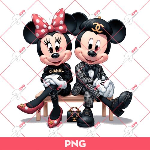 Mickey And Minnie Chanel Fashion PNG, Mickey Minnie Wearing Chanel Outfits PNG