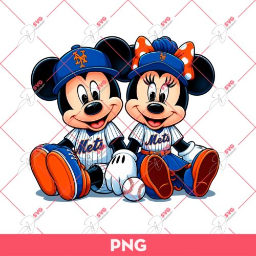 Mickey And Minnie NY Mets PNG, Disney Mickey Minnie New York Mets Baseball PNG