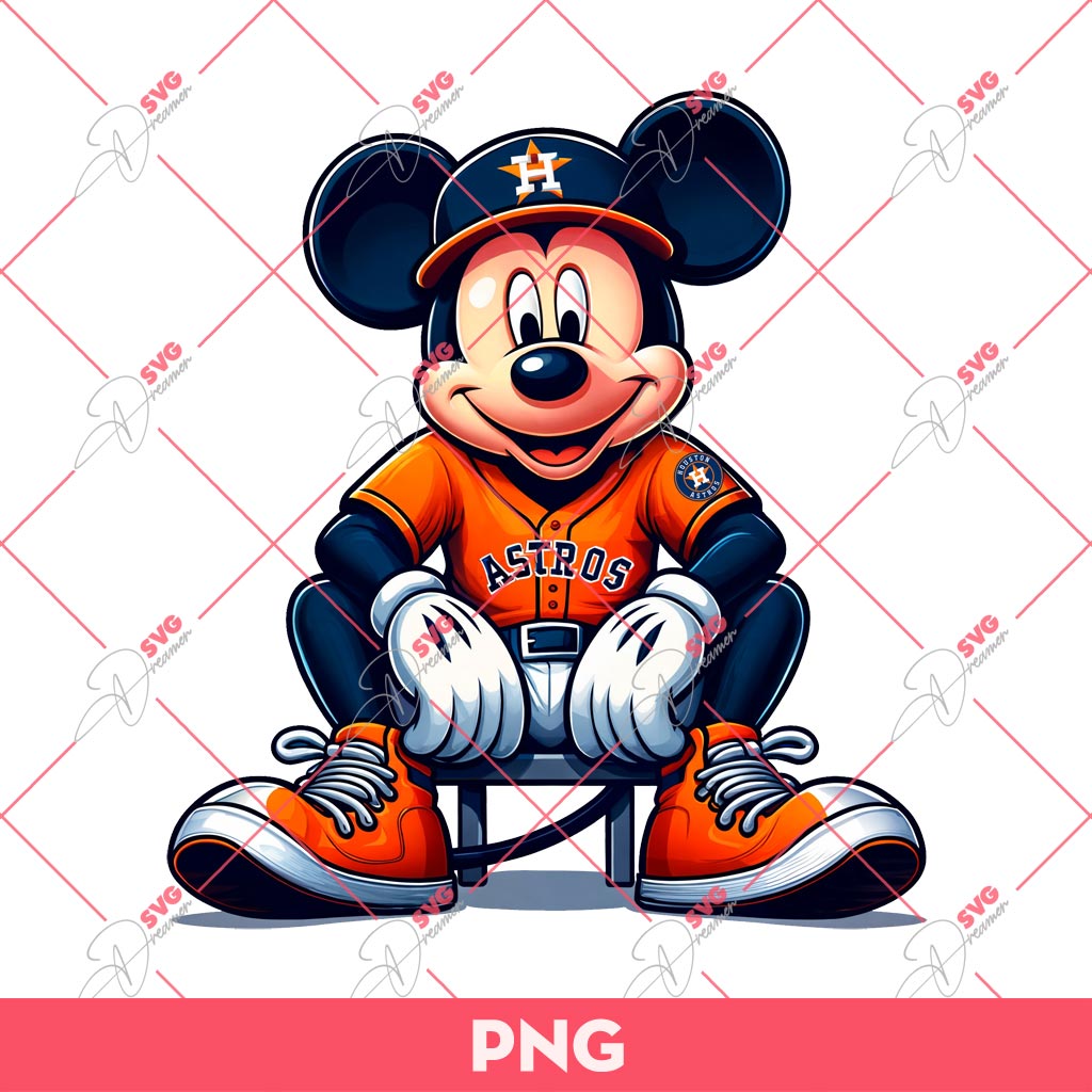 Mickey Astros Baseball PNG, Mickey Mouse Houston Astros MLB PNG