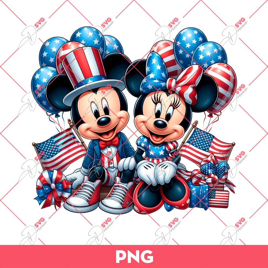Mickey Minnie 04th Of July PNG, Independence Day PNG