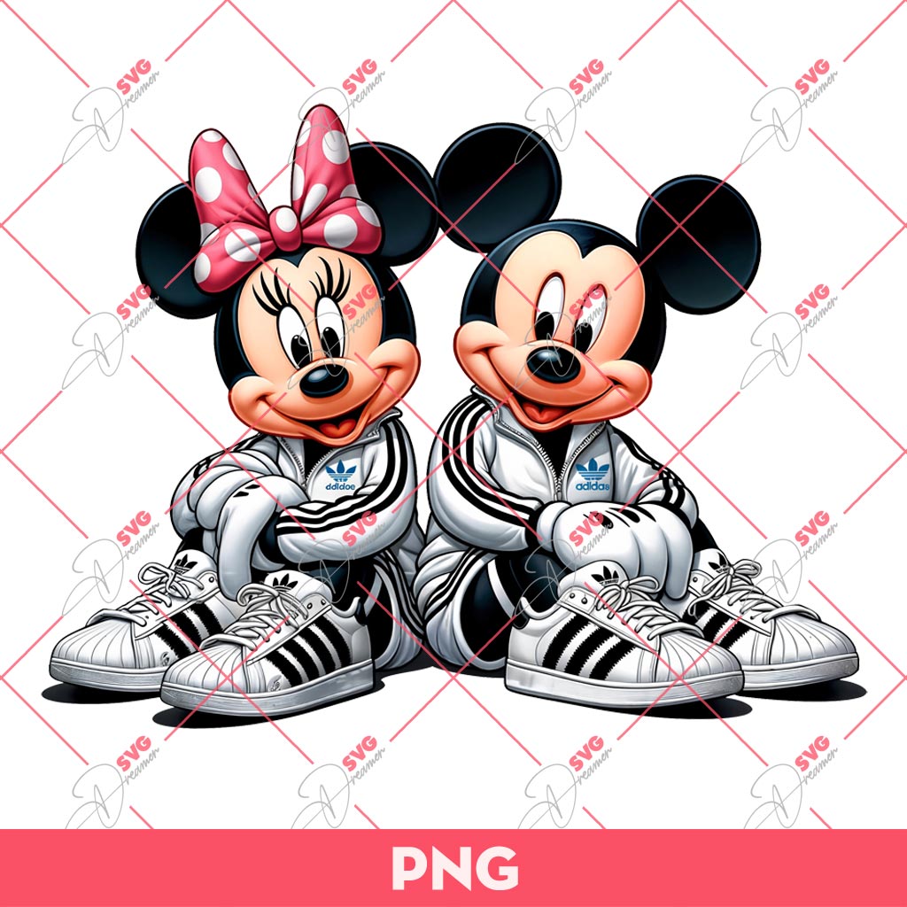 Mickey Minnie Adidas PNG, Minnie And Mickey Wearing Adidas Outfits PNG