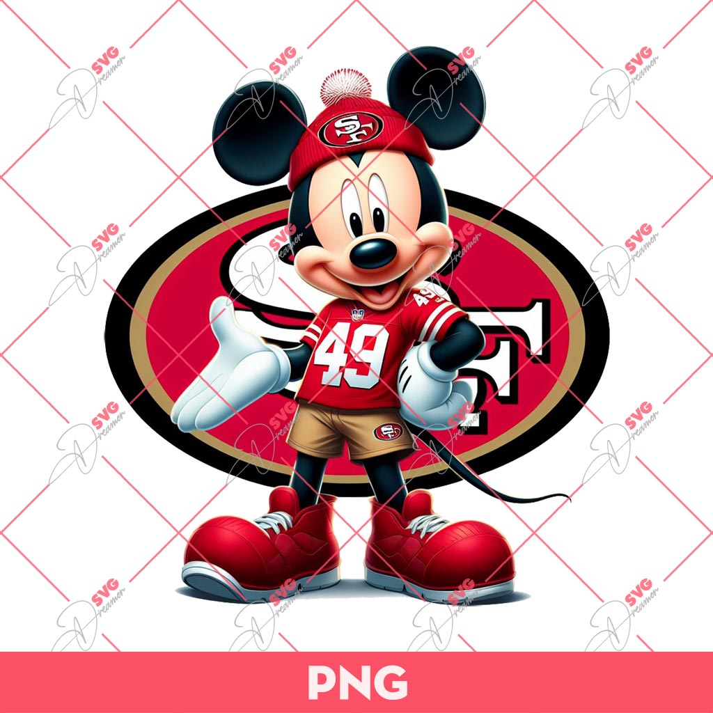 Mickey Mouse 49ers PNG, Mickey NFL San Francisco 49ers PNG