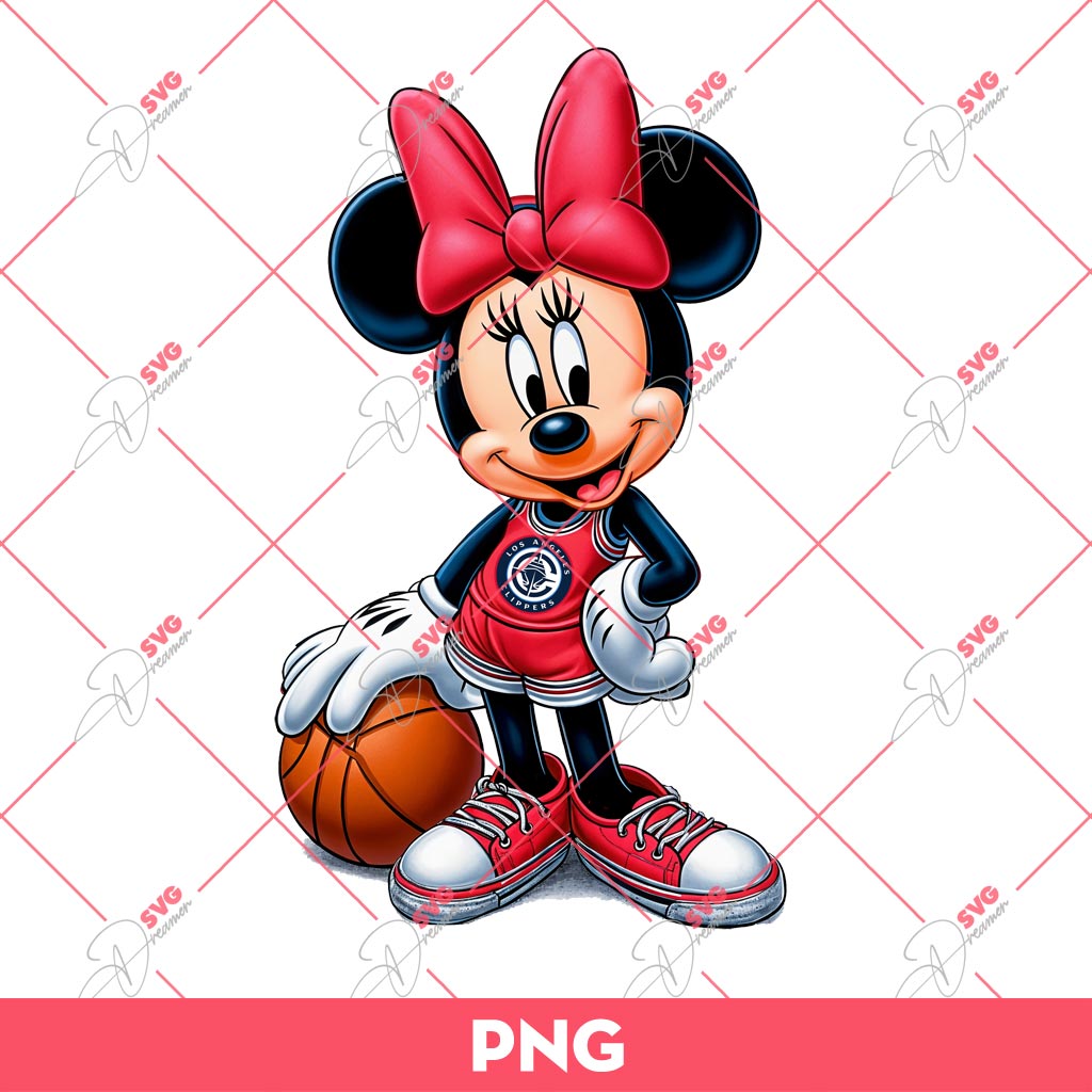 Minnie Mouse Los Angeles Clippers Basketball PNG, Clippers Minnie NBA PNG
