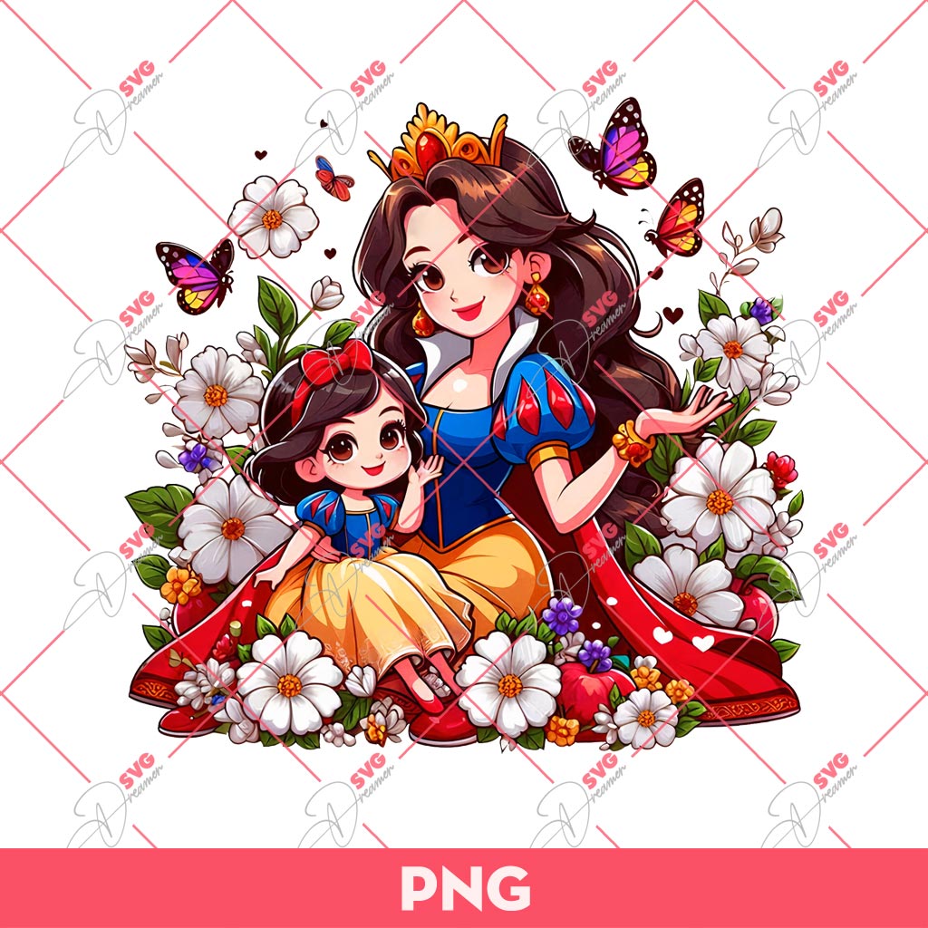 Mom And Daughter Snow White Princess PNG, Disney Princess PNG, Mothers Day PNG