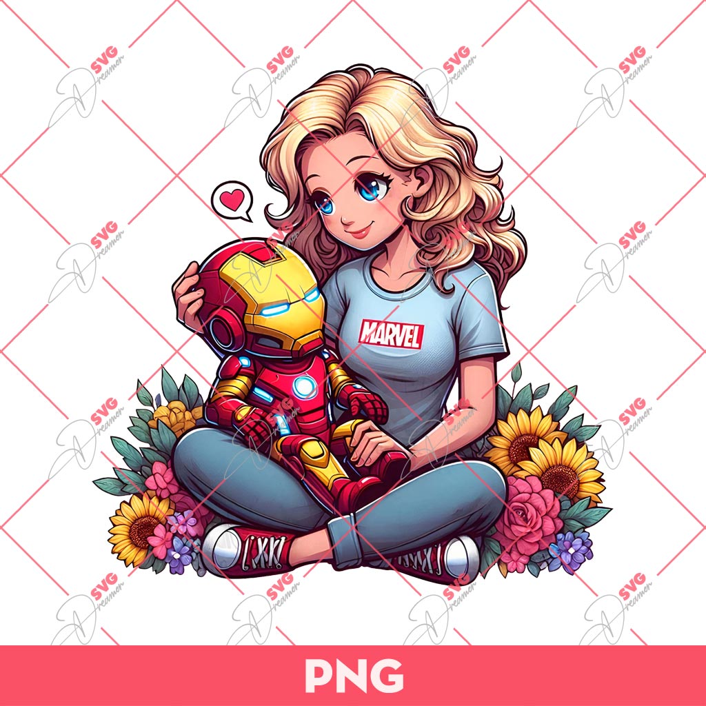 Mom And Son Iron Man Superhero PNG, Mothers Day PNG