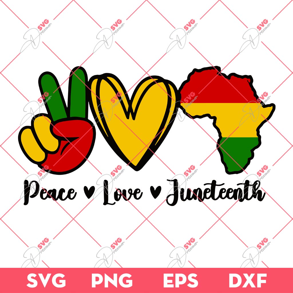 Peace Love Juneteenth SVG, Celebrate Juneteeth SVG, Freedom Day SVG PNG