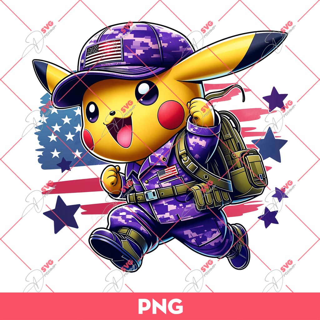 Pikachu Pokemon Military PNG, Military Child Month PNG, Proud Military PNG