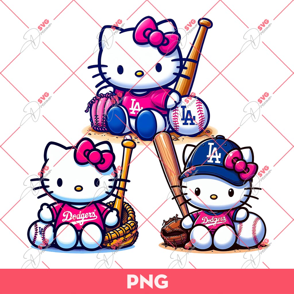 Bundle Pink Hello Kitty LA Dodgers PNG, Hello Kitty Baseball Dodgers PNG