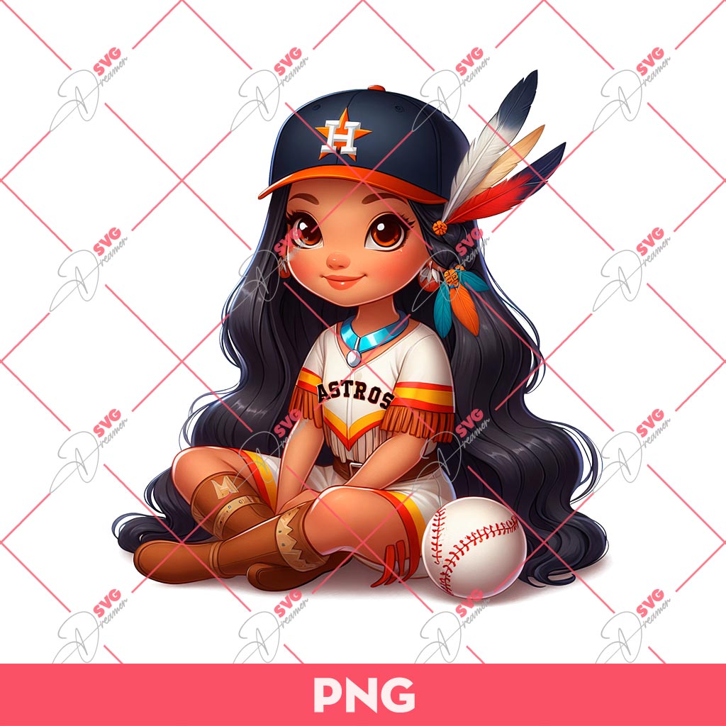 Pocahontas Princess Houston Astros PNG, Pocahontas Baseball PNG