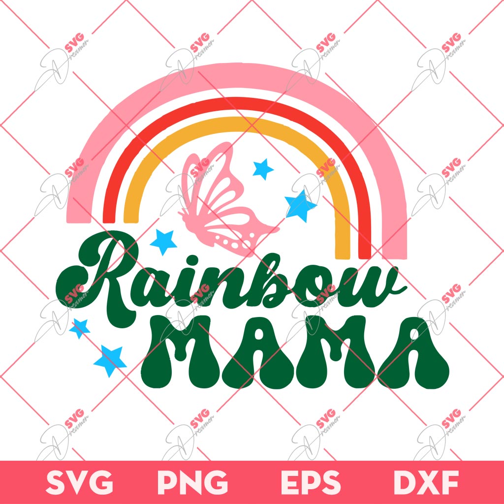 Rainbow Mama SVG PNG, Retro Rainbow Mama SVG PNG, Mothers Day SVG PNG