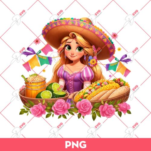 Rapunzel Princess Cinco De Mayo PNG, Rapunzel Mexico Festval PNG