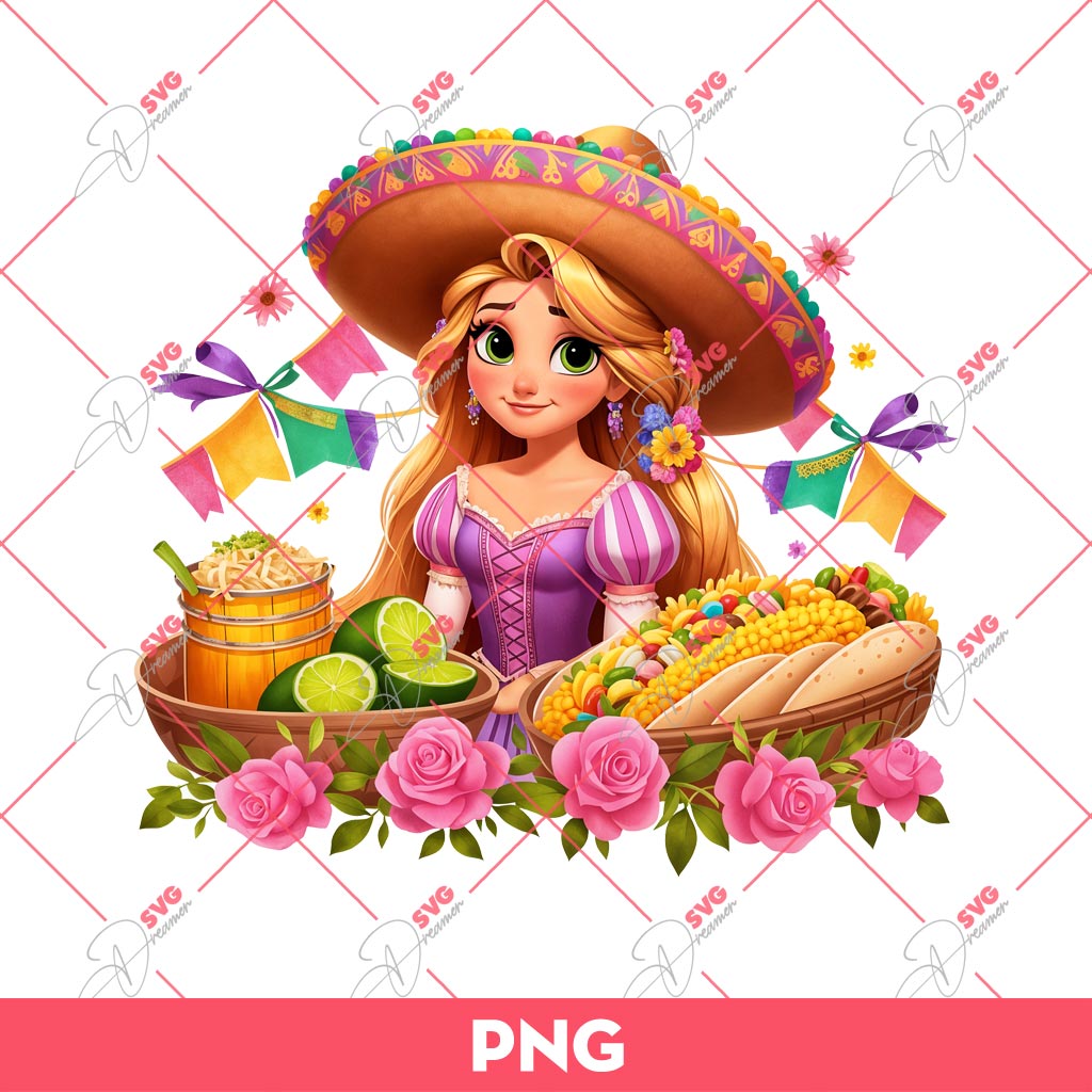Rapunzel Princess Cinco De Mayo PNG, Rapunzel Mexico Festval PNG