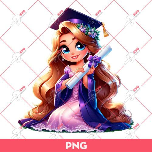 Rapunzel Princess Graduation PNG, Disney Princess Graduation 2024 PNG