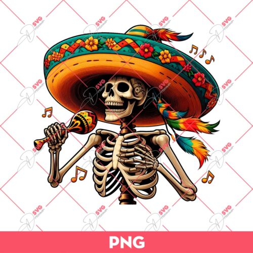 Skeleton Cinco De Mayo PNG, Mexican Skull Singing PNG