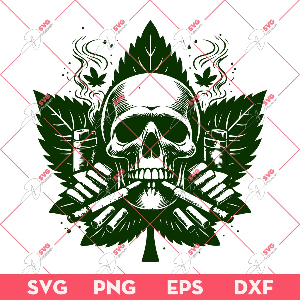 Skull Cannabis PNG SVG, Skeleton Smoking Weed SVG PNG, 420 SVG PNG
