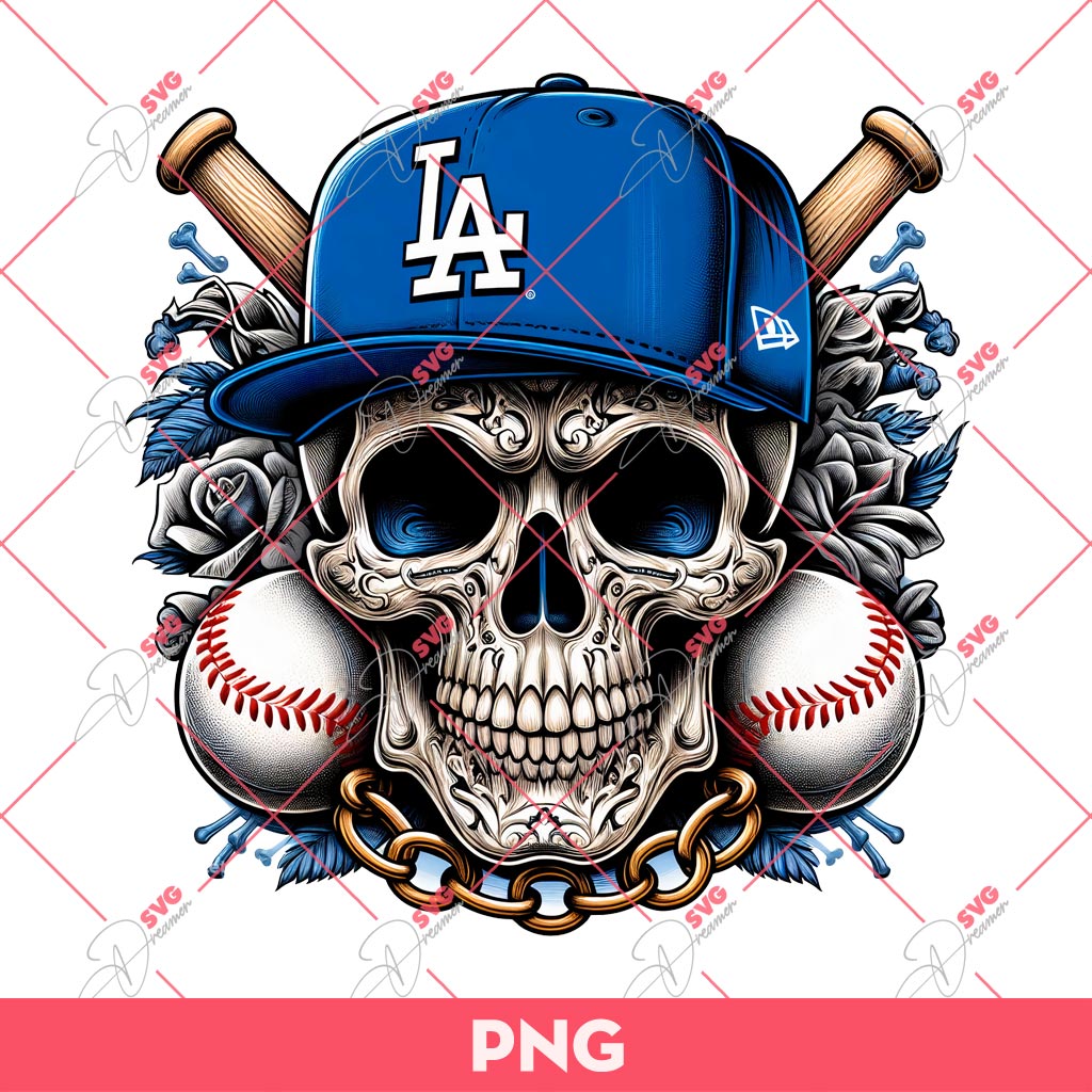 Skull Dodgers PNG, Skeleton LA Dodgers PNG, Skull Baseball PNG