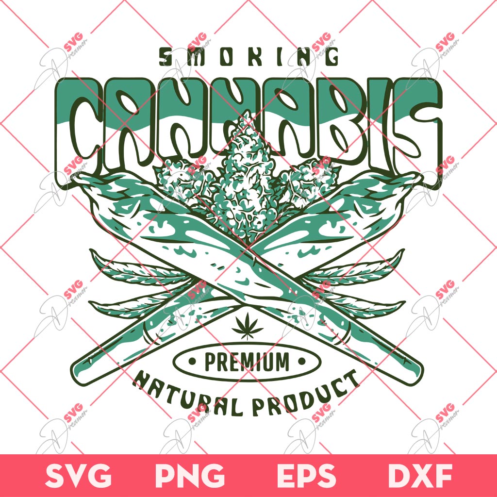 Smoking Cannabis Premium Natural Product SVG PNG, Cannabis Weed SVG PNG, Marijuana SVG PNG