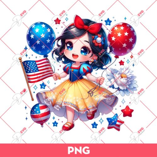 Snow White Independence Day PNG, 04th Of July Disney Princess PNG