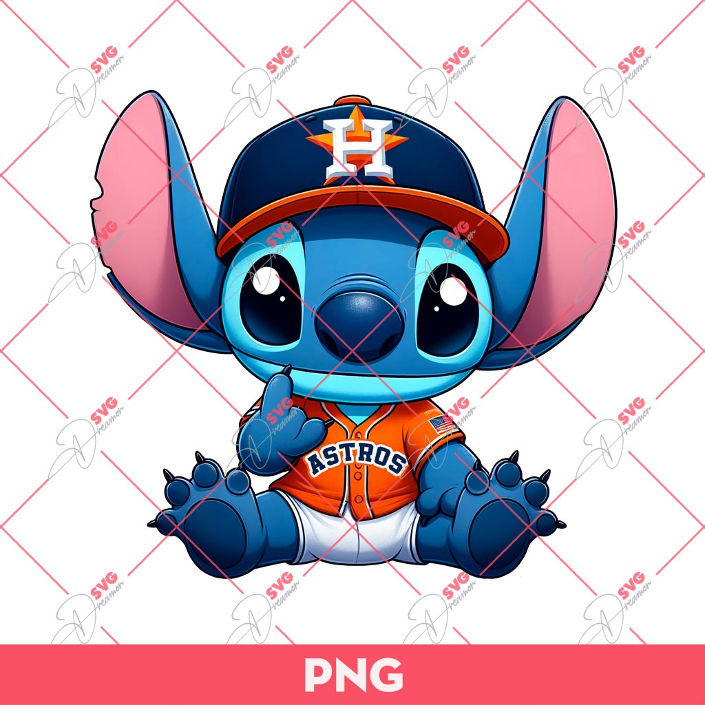Stitch Astros PNG, Stitch Baseball PNG, Stitch MLB Houston Astros PNG