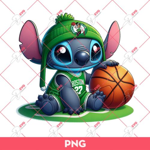 Stitch Boston Celtics PNG, Stitch Basketball PNG, Stitch NBA Boston Celtics PNG