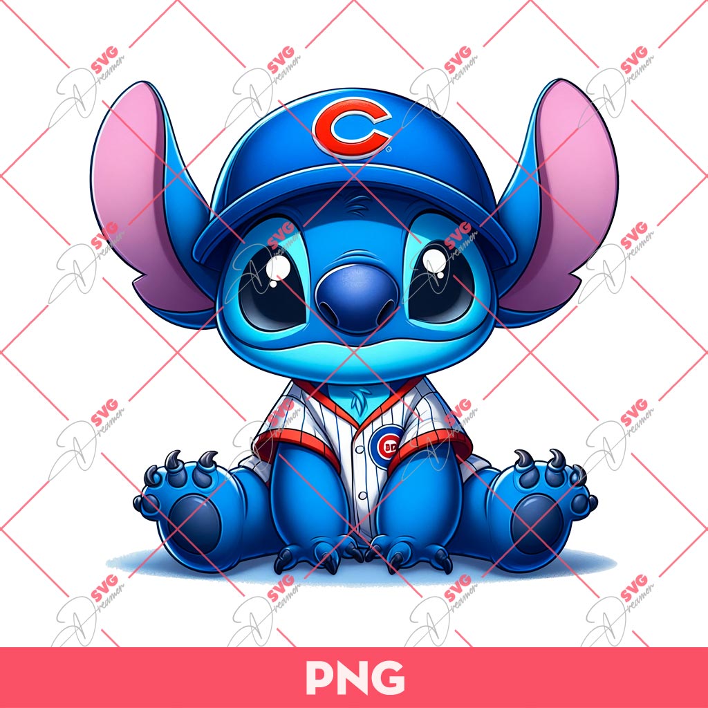 Stitch Chicago Cubs PNG, Stitch Baseball PNG, Stitch Cubs MLB PNG