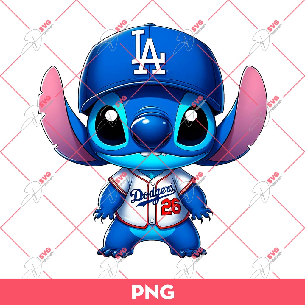 Stitch Dodgers Baseball PNG, Stitch Los Angeles Dodgers PNG