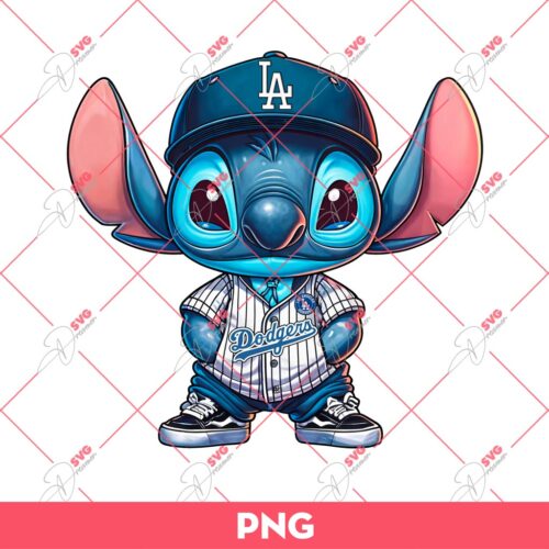 Stitch Dodgers PNG, Stitch Baseball Fan LA Dodgers PNG