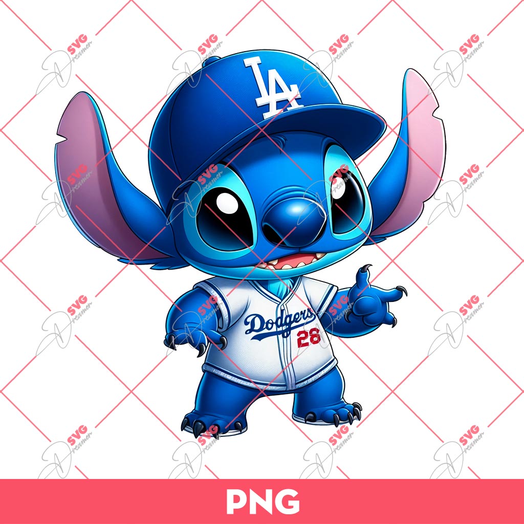 Stitch Dodgers PNG, Stitch Baseball MLB Los Angeles Dodgers PNG