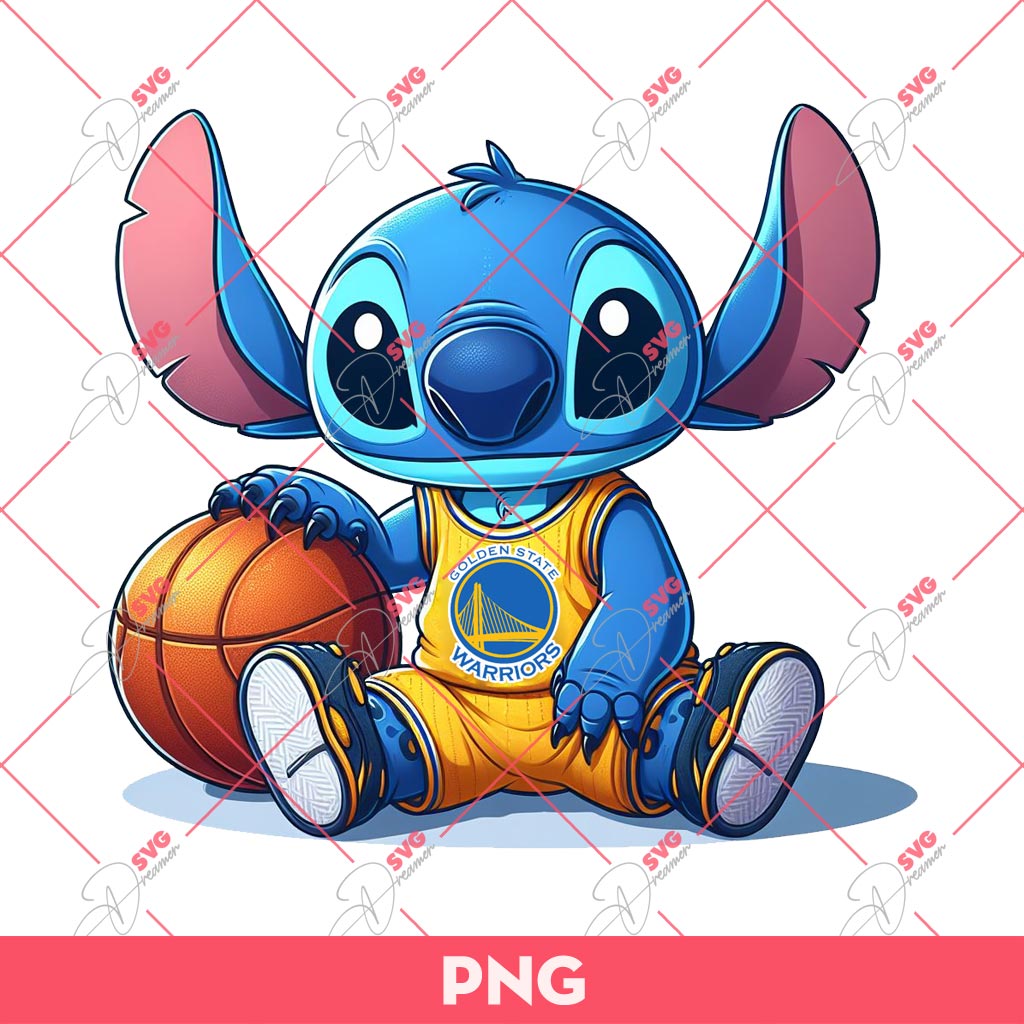 Stitch Golden State Warriors PNG, Stitch Basketball PNG, Stitch Warriors NBA PNG