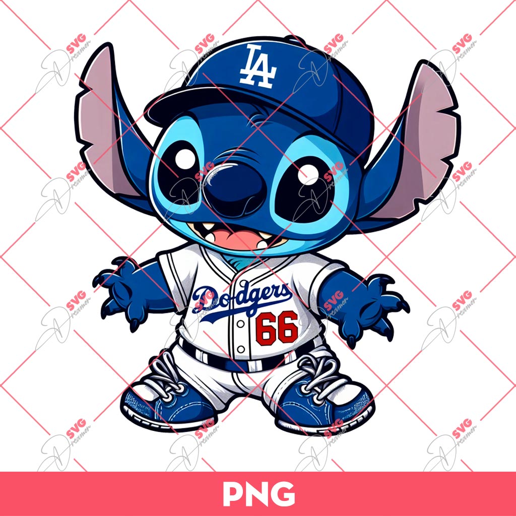 Stitch LA Dodgers PNG, Stitch MLB Baseball Los Angeles Dodgers PNG, Stitch Baseball PNG